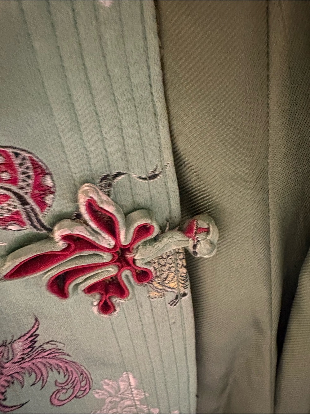 Vintage Green Embroidered Mandarin Collar Jacket - Picture 4 of 8